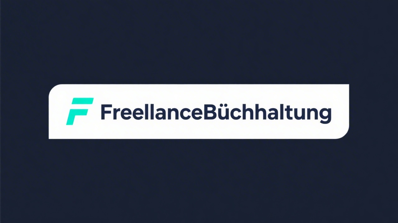 Simple rectangular wordmark logo reading FreelanceBuchhaltung in navy letters with teal accent underline designed for minimalist financial technology brand identity.