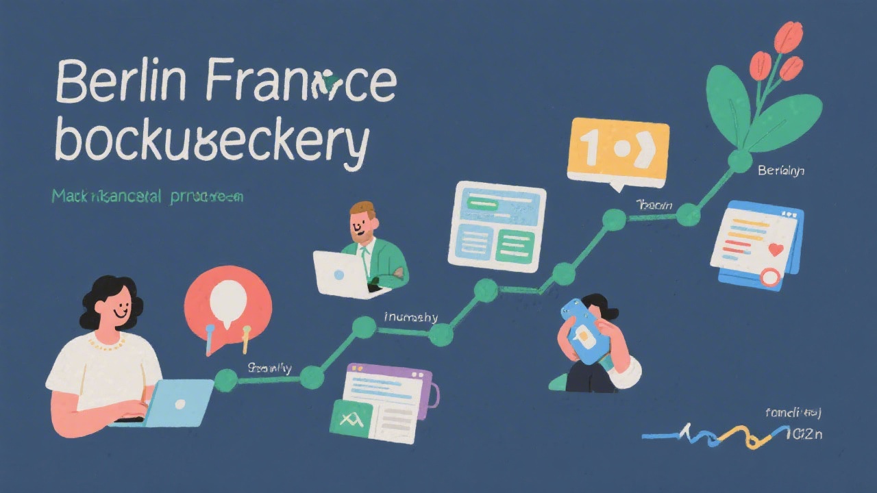 Illustrated growth timeline showing milestones interviews and digital tools representing the first year journey of a Berlin based freelance bookkeeping provider.